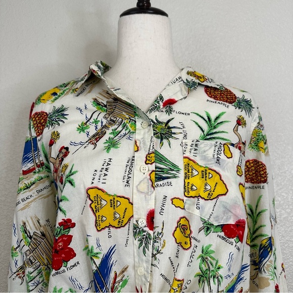 J. Crew Hawaiian 100% Cotton Button Down Long Sleeves Shirt, Sz Medium - Picture 3 of 12
